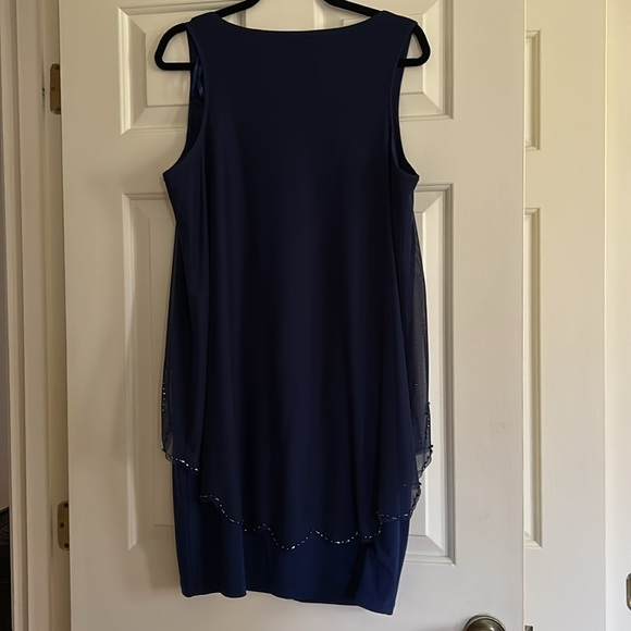 SL Fashion Navy Dress Beaded sleeveless size 16 - Picture 3 of 5